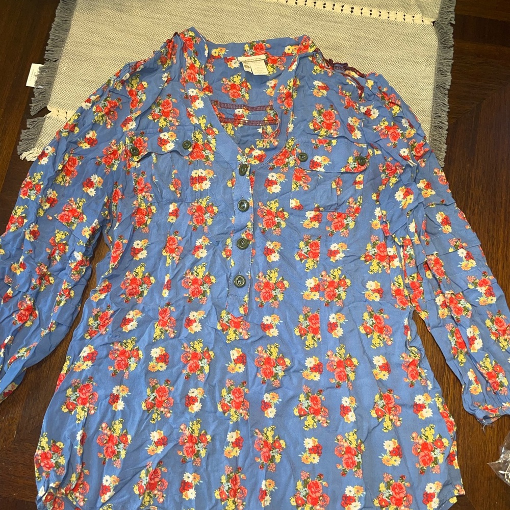 Matilda Jane Floral Tunic Top Women’s Small Boho Button Front Blouse - Picture 3 of 3